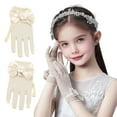 thumbnail image 6 of Xinwanna Lace Short Gloves for Little Girls 4-8 Years Tea Party Wedding Flower Girl Gloves with Bow Kids Princess Dressing Gloves for First Communion Wedding Prom (White,One Size), 6 of 13
