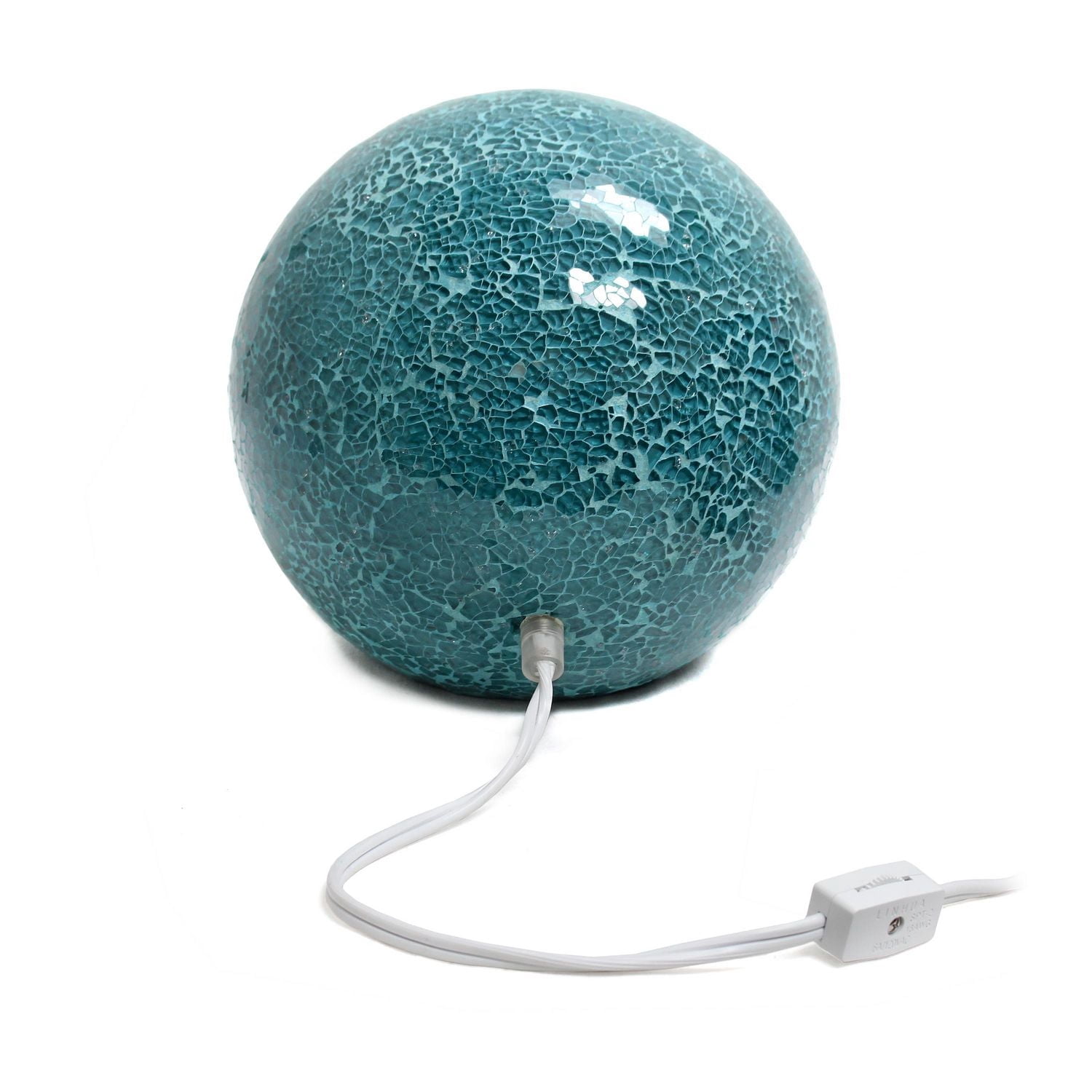 Lampe de table Simple Designs en forme de boule en pierre mosaïque à 1 lumière, turquoise