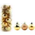 thumbnail image 3 of 24 piezas de adornos navideños pequeños de 1,57 pulgadas, irrompibles, para decoración de fiestas, bodas y fiestas, incluye ganchos para adornos de árbol (dorados, 4 cm/1,57 pulgadas), 3 of 3