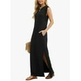 thumbnail image 3 of Women Summer Casual Round Neck Loose Split Long Maxi Dress with Pockets (S-XXL) for Vacation Daily Wear, 3 of 5