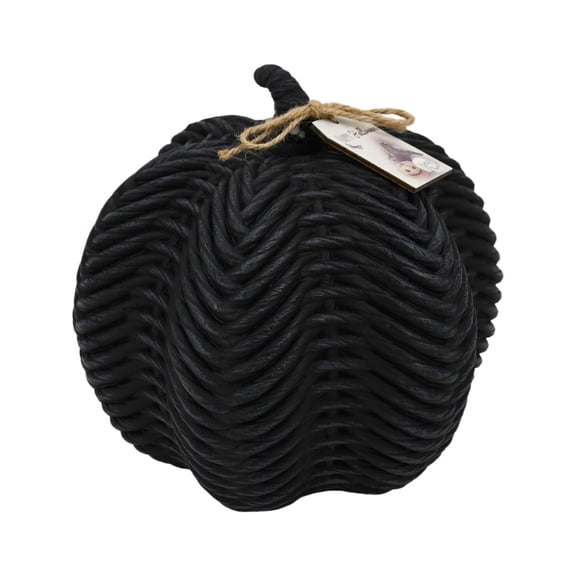 Woven Pumpkin Decoration, Black, 7", Halloween by Way To Celebrate