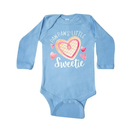 

Inktastic Pawpaw s Little Sweetie with Pink Heart Cookie Gift Baby Boy or Baby Girl Long Sleeve Bodysuit