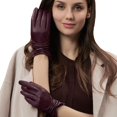 thumbnail image 2 of Women Leather Gloves Driving Ladies TouchScreen Gloves Ruched, 2 of 8