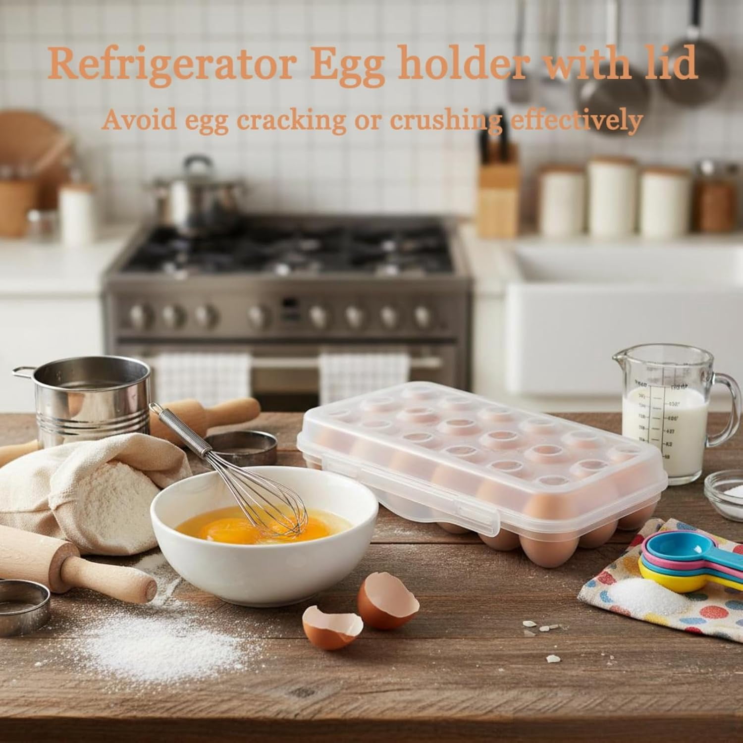 Deviled Egg Containers with Lid, Egg Holder for Fridge, Eggs 18 Count Stackable Storage Container, Transparent Kitchen Eggs Keeper