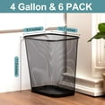 thumbnail image 3 of 6 Pieces Mesh Square Trash Cans 4 Gallons Wire Wastebasket for Home Black Metal Office Garbage Cans Rectangular Open Top Trash Bin for Kitchen Bathroom Bedroom Dorm Room, 11.7 x 8.5 x 11.8 Inch, 3 of 7