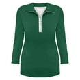 thumbnail image 4 of Yigetop Quarter Zip Pullover Women Women's V Neck 3/4 Sleeve Tops Quarter Zip Collared Shirts Shirts Summer Tees Zip Up Sweaters for Women Green 2XL, 4 of 4