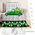 thumbnail image 5 of St. Patrick's Day Blanket Soft Cozy Warm Throw Blanket for Couch, Plush Fuzzy Flannel Fleece Blankets for Sofa, Spring Lucky Grass Truck Gray Wood Plaid Bed Blankets Gifts for Men, 30"x40", 5 of 9