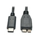 Eaton Tripp Lite Series USB-(m) B (m) C to USB Micro-B Cable (M/M) - USB 3.2, Gen 2 (10 Gbps), Thunderbolt 3 Compatible, 3 ft. (0.91 M) - Câble USB - 24 broches USB-C vers micro-USB type - USB 3.1 Gen 2 - 3 a - 3 ft - moulé - Noir – image 1 sur 3