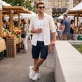 thumbnail image 6 of Mens Casual Cotton Twill Cargo Shorts Drawstring Classic Chino Stretch Short with 6 Pockets, XL, 6 of 7