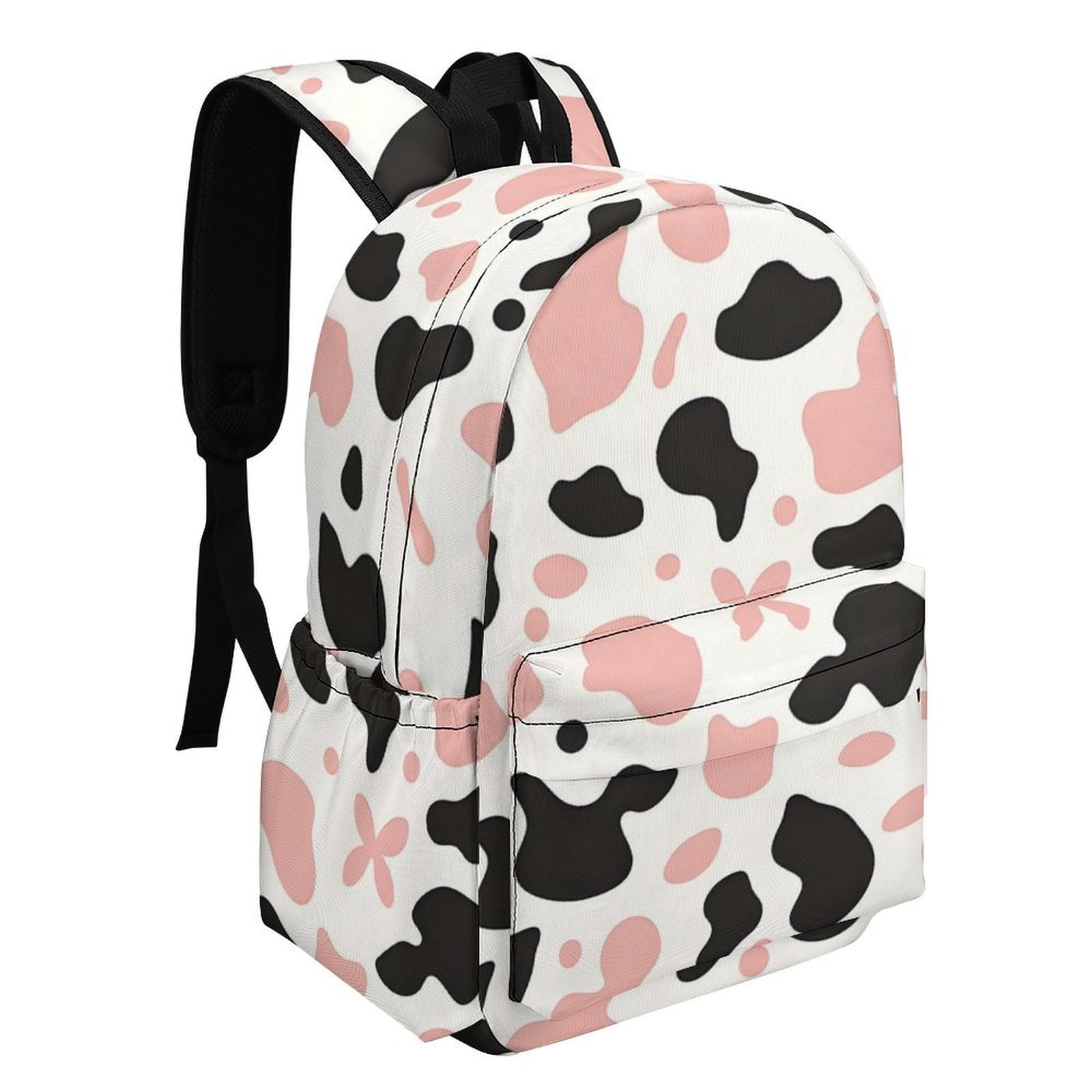Large Capacity Half Print Backpack 11.8×16.5×5.9in Multifunctional Zipper Design Convenient Switch Simple Cow-print Pattern_3