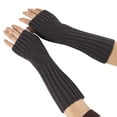 thumbnail image 2 of Dyfzdhu Women Fashion Knitted Arm Sleeve Fingerless Winter Gloves Soft Warm Mitten Dark Gray, 2 of 5