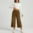 thumbnail image 6 of ADSSDQ Capri Jeans for Women Wide Leg Jeans Woman Stretchy Pull On Jeans High Waist Denim Jean Capris Pant with Pocket Brown L, 6 of 8