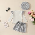 thumbnail image 6 of Toddler Baby Girl Outfits Fall Winter Clothes Knitted Cotton Long Sleeves Tops Mini Skirts Set, 6 of 8