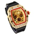 thumbnail image 6 of Exquisite Men's Tonneau Diamond Watch - Iced Bezel, Chronograph Display - Adjustable Silicone Strap - Quartz Movement - 14k Gold Tone Finish, 6 of 6