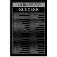 thumbnail image 2 of Motivational Office Canvas Wall Art Inspirational Painting Positive Entrepreneur Quote Poster 40 Rules for Success Picture Artwork Living Room Bedroom Decorative Frame Ready to Hang12x18, 2 of 6