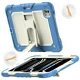 thumbnail image 4 of Case for iPad Pro 11 2022 2021 2020 2018/Air4/Air5, Protective Silicone PC Cover with Screen Protector & Adjustable Kickstand & Shoulder Strap & Pencil Holder & 3-layer Protection, Skyblue+Beige, 4 of 8