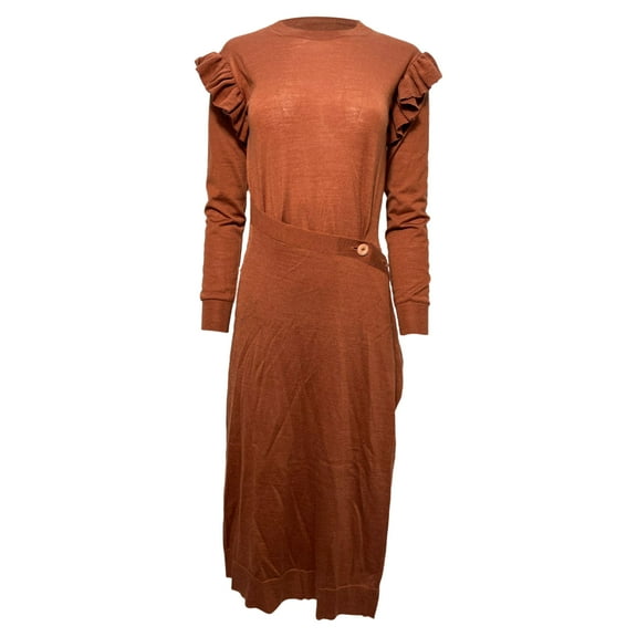 Pre-Owned Ulla Johnson Leo Midi Dress in Brown Wool