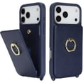 thumbnail image 4 of for iPhone 17 Pro Max Case with Card Holder and Strap for Women,Crossbody Lanyard,Ring Stand,Snap Clasp,Cute Phone Wallet Cases 6.9 inch (Dark Blue), 4 of 16