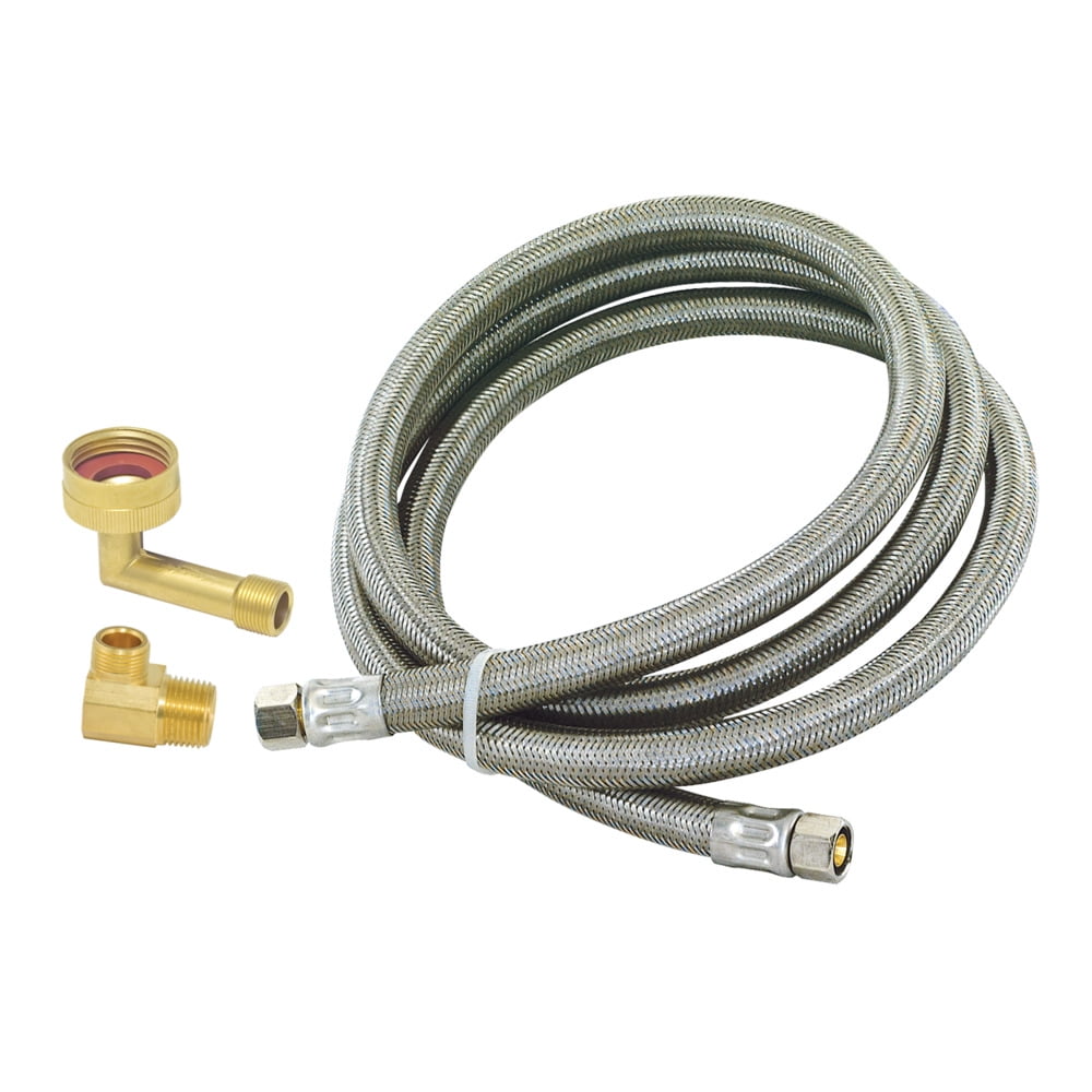 Eastman 41041 Universal Braided Stainless Steel Dishwasher Installation Kit, 3/8 inch Comp, 5 Ft