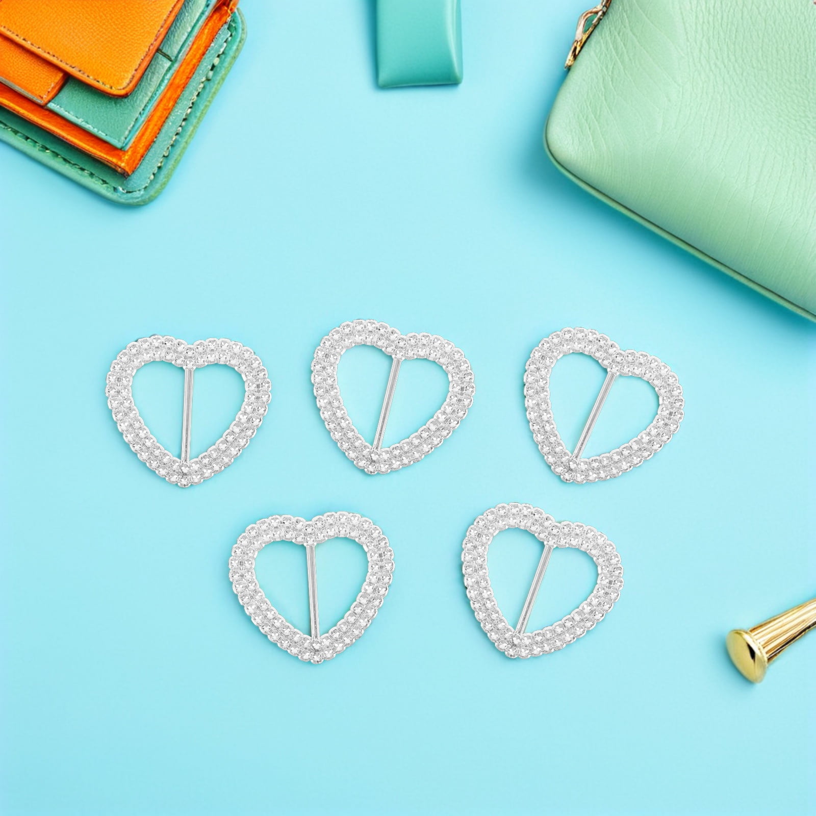ELAYARD 100Pcs Elegant Heart Rhinestone Scarf Buckle Easy to Use Scarf Clip Accessory