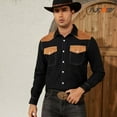 thumbnail image 2 of SUOSDEY Men's Westert Shirt Cowboy Long Sleeve Cotton Shirt Slim Fit Casual Button Down Shirts with Pockets, 2 of 6
