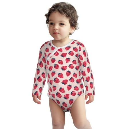 

Fotbe Strawberry Pattern Unisex-baby Long-sleeve Bodysuit Long Sleeve Bodysuits One-piece 100% Organic Cotton for Infant Baby Boys Unisex-6 Months
