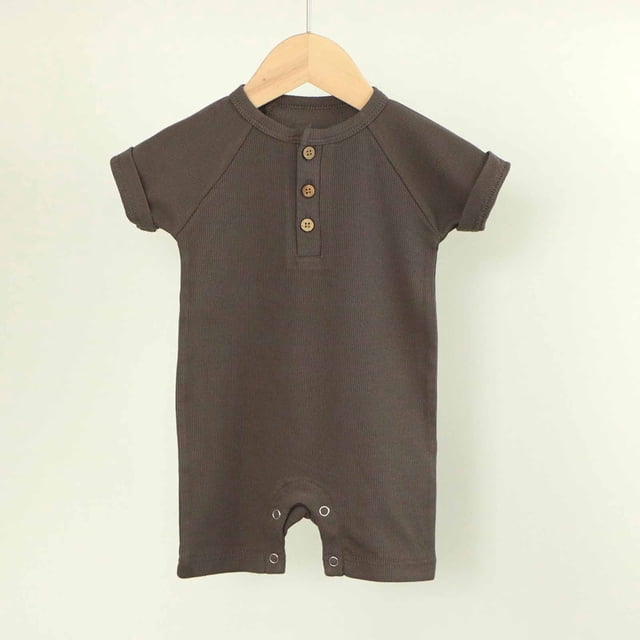 YUNAFFT Girls & Boys 0-24M Ribbed Summer Romper Raglan Sleeve Stretch Bodysuit Breathable Polyester Spandex
