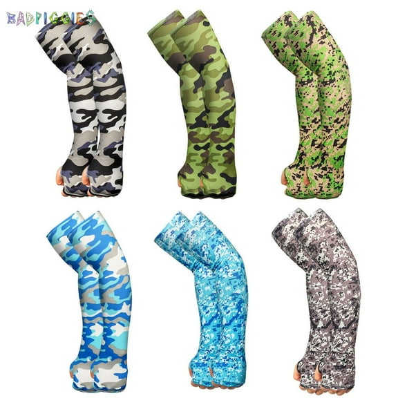 BadPiggies 6 Pairs Sun Protection Ice Silk Cooling Arm Sleeves, for Men Women Sunblock UV Protective Cooler Sports Arm Cover Sleeves