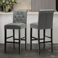 thumbnail image 2 of Bar Height Full Back Button Tufted Fabric Upholstered 28.3" Bar Stool, Gray, Set of 2, 2 of 9
