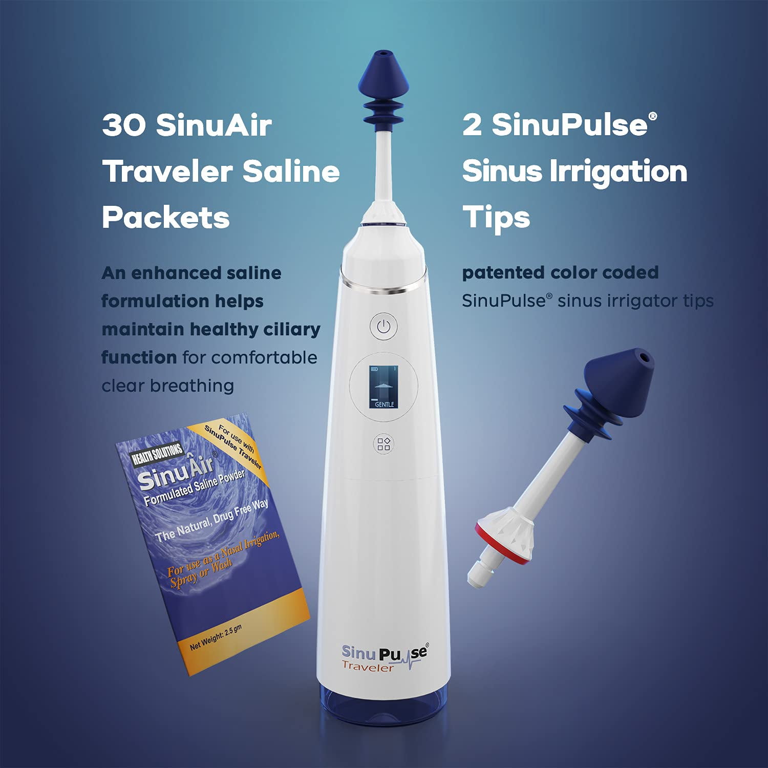 SinuPulse Traveler - Cordless Pulsating Sinus Irrigation, Nasal Rinse, Cleaner & Relief Machine for Travel - Relieve Congestion with Advanced Pulse Rinsing System