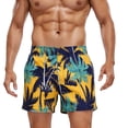 thumbnail image 1 of Men's Swim Shorts Quick Dry, Loose Fit Beach Trunks with Elastic Waist Drawstring, Digital Print Summer Swimwear for Hot Spring, Pool, Vacation, 1 of 6