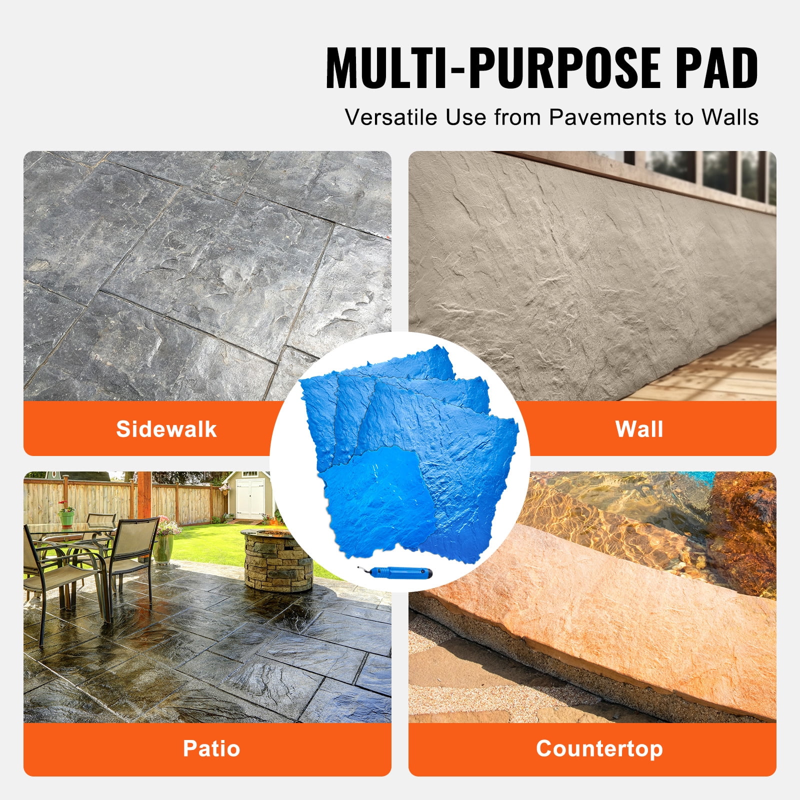 KFFKFF Concrete Stamp Mat Set, Polyurethane Texturing with Slate Stone Tile Design, 36 x 36 in & 18 x 18 in