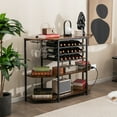 thumbnail image 3 of Gymax 3 Tier Wine Bar Cabinet with Storage Shelves Glass Holders Bottle Racks Brown, 3 of 9