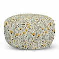 thumbnail image 1 of Cartoon Pouf Cover with Zipper, Yellow Flowers with Acorns and Foliage Pattern Ecology Themed Spring, Soft Decorative Fabric Unstuffed Case, 30" W X 17.3" L, Yellow Sea Green Black, by Ambesonne, 1 of 5