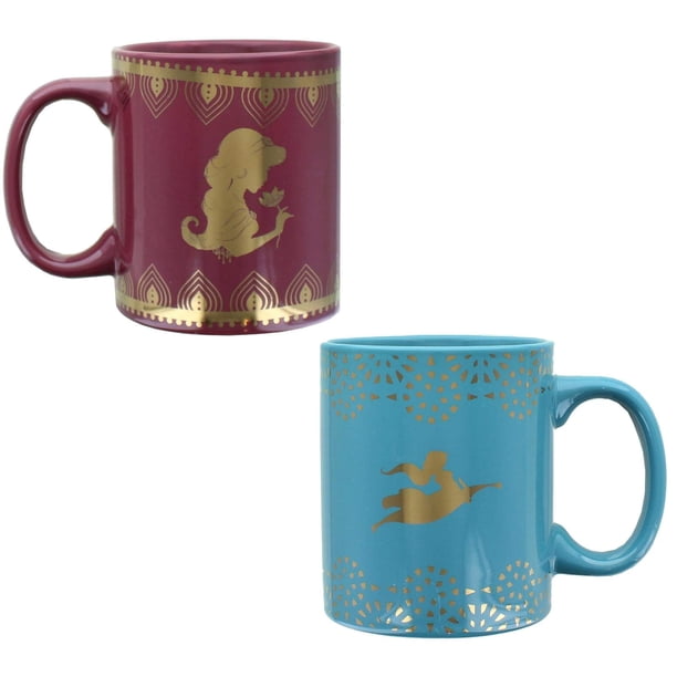 Juego de tazas Disney Aladdin Princess Jasmine Ceramic 325 ml, paquete de 2