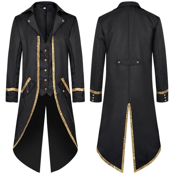 Men's Jacket Halloween Lapel Longline Jacket Long Sleeve Button Up Coat Classic Fit Jacket for Men Casual