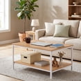 thumbnail image 2 of HomGarden Industrial Rectangle Wood Coffee Table Indoor Cocktail Table, Light Oak, 2 of 10