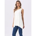 thumbnail image 5 of DARING DIVA Women's High Low Sleeveless Crewneck Asymmetrical Blouse M White, 5 of 8