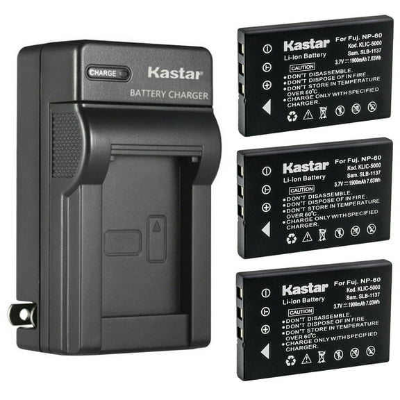 Kastar 3-Pack Battery and AC Wall Charger Replacement for Olympus LI-20B, Olympus AZ-1, AZ-2 Zoom, Ferrari Digital Model 2004, Casio NP-30 NP-30DBA BC-20, CASIO QV-R3 QV-R4