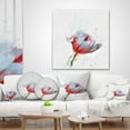 thumbnail image 4 of Designart Beautiful Red White Flower Sketch - Floral Throw Pillow - 18x18, 4 of 5