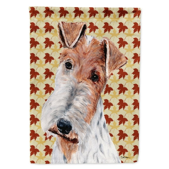 Wire Fox Terrier Fall Leaves House Flag