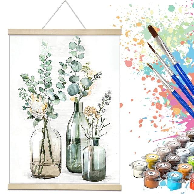 JYLMOOD Paint by Numbers with Hanger Frame for Adults Beginners Roll Canvas,12x16in