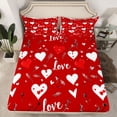 thumbnail image 2 of Homewish Cute Heart Loves Queen Sheet Sets,Romantic Valentine'S Day Flat Sheet,White Red Queen Fitted Sheet For Girls Kids,Breathable Home Decor,4 Pieces, 2 of 7