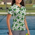 thumbnail image 3 of Whosucclay Clover Lucky Hat Design Tennis Shirts, Half-Zip Skin Friendly Easy Match Short Sleeve Golf Shirts for Women for Jogging Shopping Hiking V Neck Size Small, 3 of 10