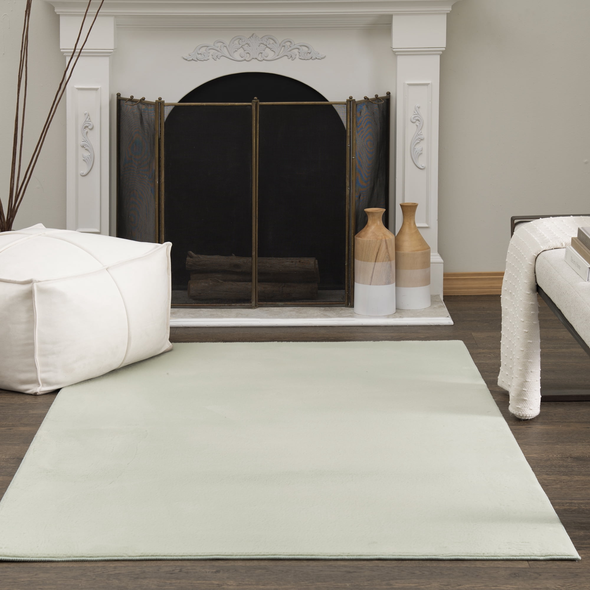 Mainstays Rabbit Faux Fur Sage Area Rug 5x7, Recommended for Living room, Dining Area, Bedroom