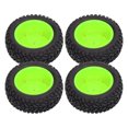 thumbnail image 1 of RC Rubber Tires, Exquisite Craftsmanship 4PCS 1/10 RC Wheels  For 1/10 Flat Sports Car Green, 1 of 8