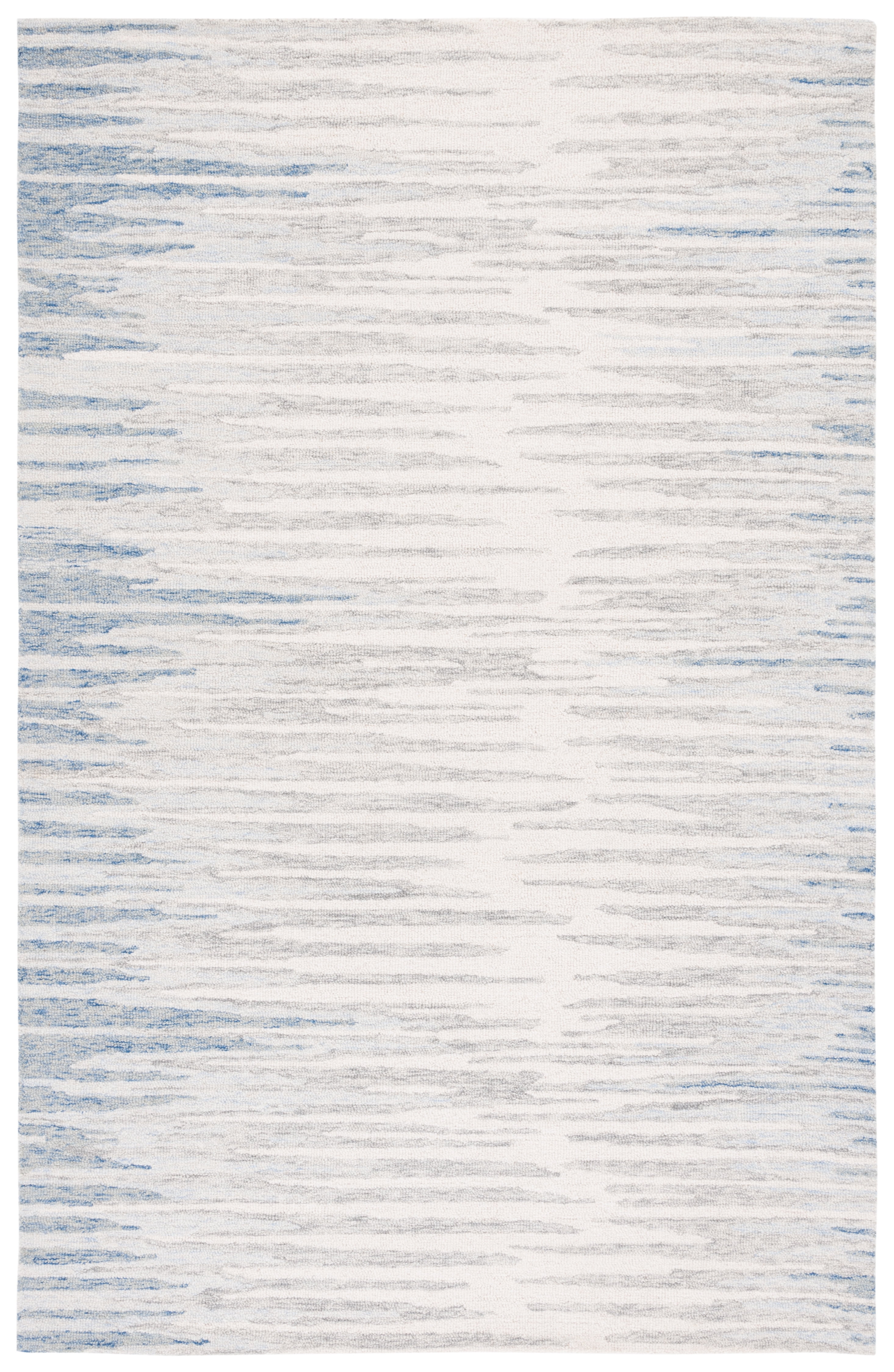 SAFAVIEH Abstract Greg Striped Wool Area Rug, Ivory/Light Blue, 4' x 6'