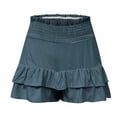 thumbnail image 5 of biudgviw Flowy Shorts for Women Smocked High Waisted Golf Tennis Shorts Ruffle Layered Boho Summer Beach Vacation Shorts, 5 of 7