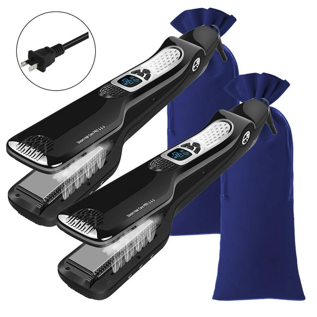 Plancha de Pelo Profecinal TitaniumSteamBlack 2Pzas Plancha Negro Bolsa Azul 110-240V 160-230°C Placa 100mm x 42 mm Cerá High Monaco MXTWU-008