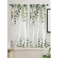 thumbnail image 5 of Sage Green Eucalyptus Leaves Bathroom Window Curtain, Spring Botanical Floral Light Filtering Coffee Kitchen Curtains, Bedroom Living Room Curtains 2 Panel 84"x63", 5 of 6